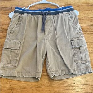 wonder nation Tan Cargo Drawstring Shorts with Navy Trim